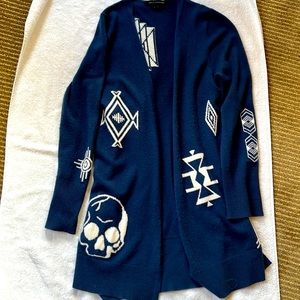 Skull Cashmere  open blue cardigan
